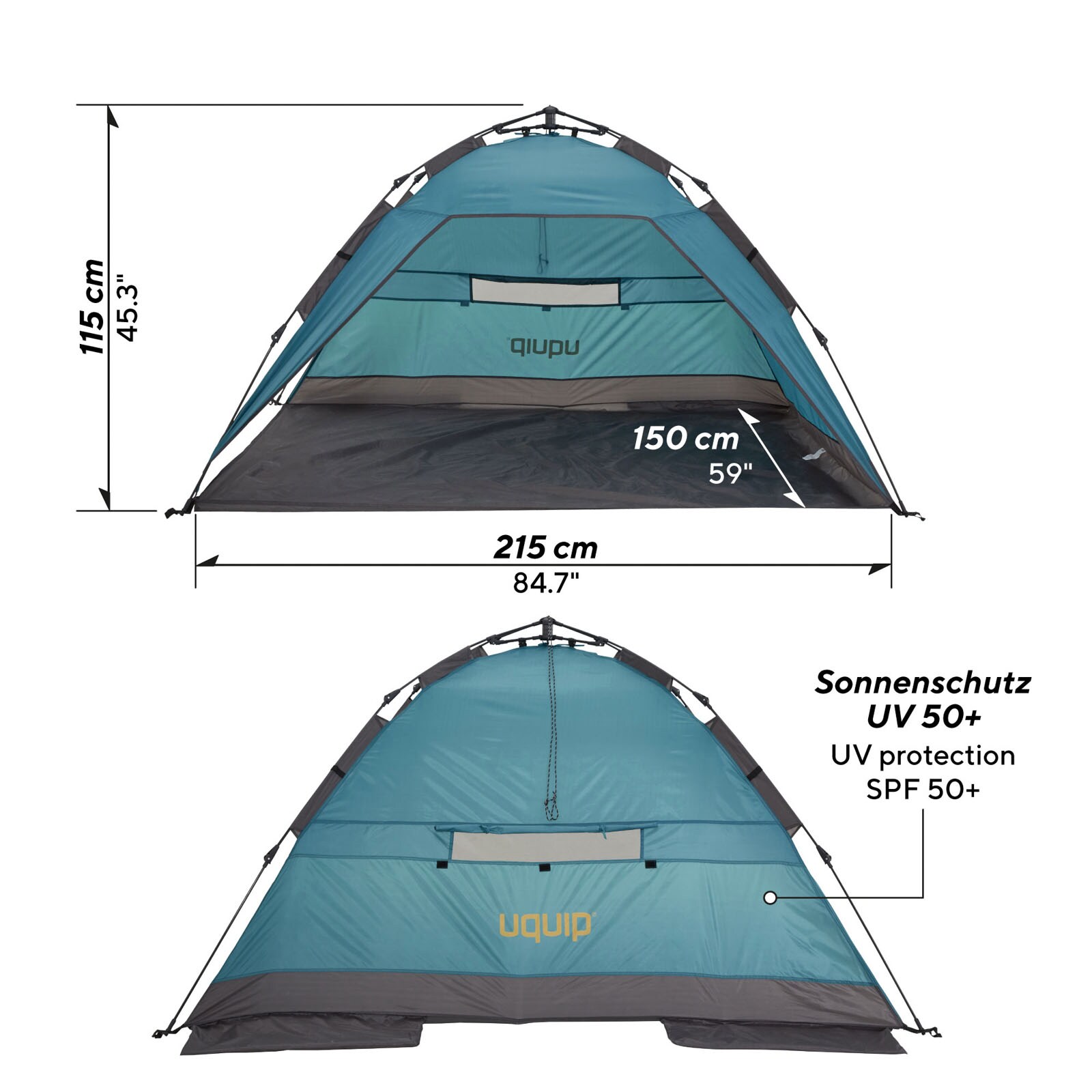 UQUIP Automatik Strandmuschel Buzzy Strandzelt Reise XL Wind Sonnen Schutz UV50+ Farbe: petrol