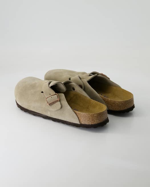 Birkenstock Boston Weichbettung Pantoletten in Grau