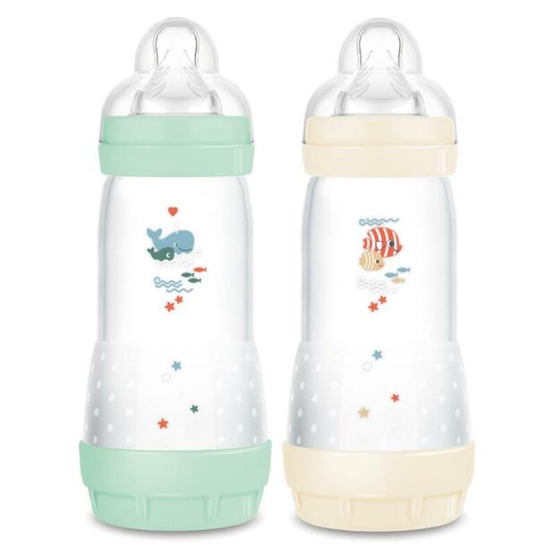 Lot de 2 biberons anti colique 320mL dès 4 mois Sealife - Menthe - MAM