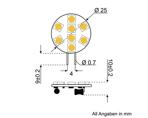Dimbare LED-strips G4/1,2W 135 lm 3000 K warmwit SMD-module 8-pack