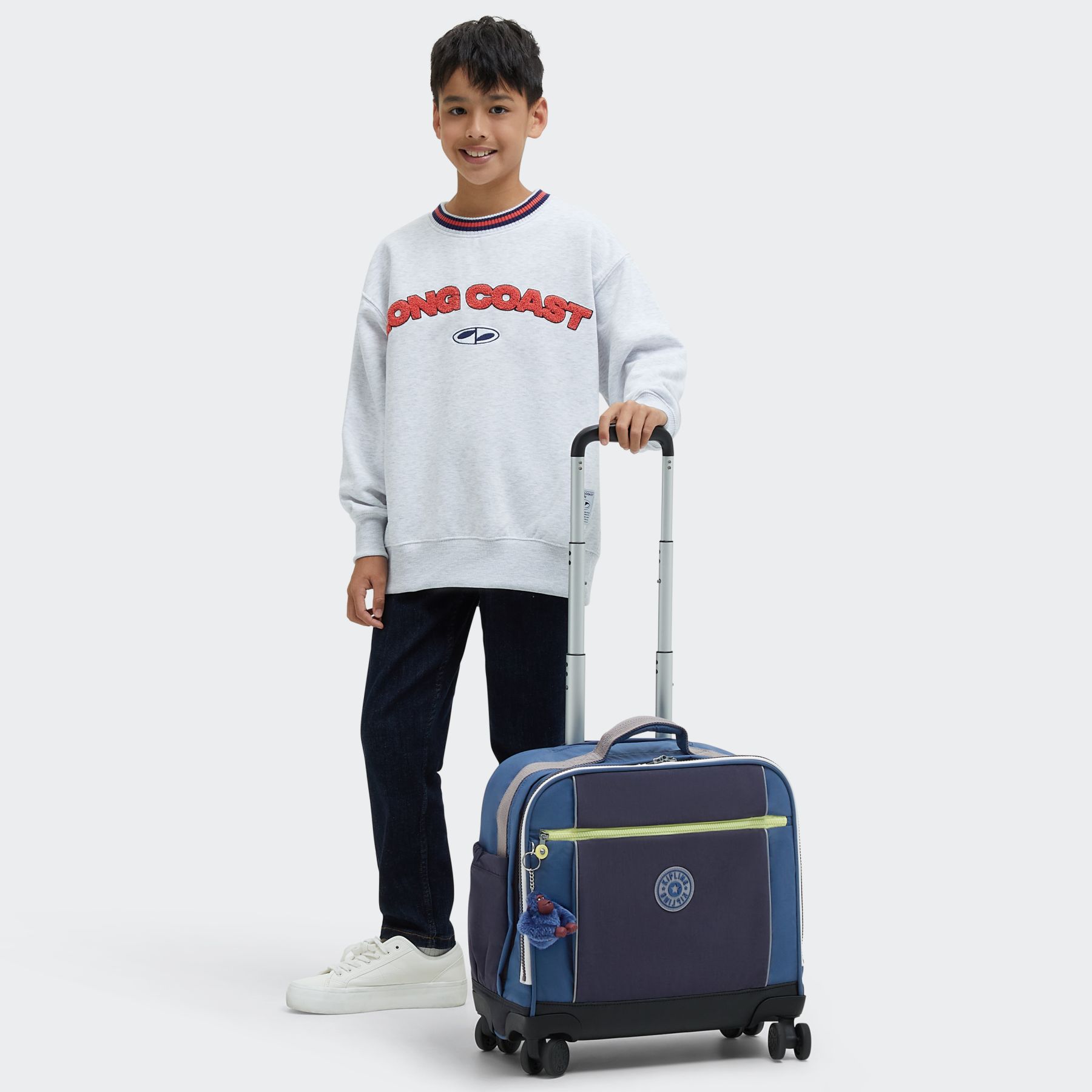 NEW STORIA Sac d'école à 4 roues pour enfants avec compartiment pour ordinateur - Fantasy Blue Block