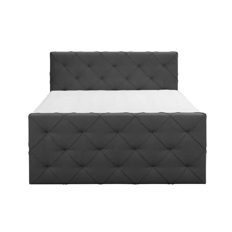 Boxspring met voetbord Liv geruit - antraciet - 160x200 cm - ronde poot