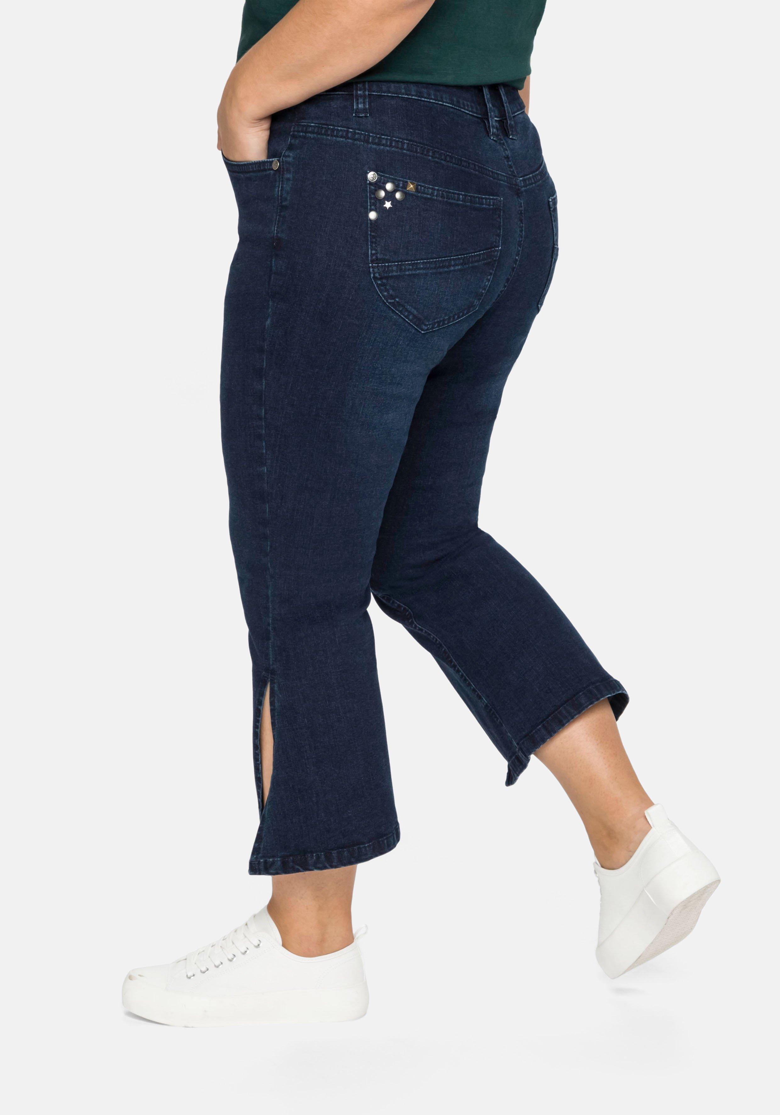 Bootcut-Jeans in 7/8-Länge mit hoch geschlitztem Saum