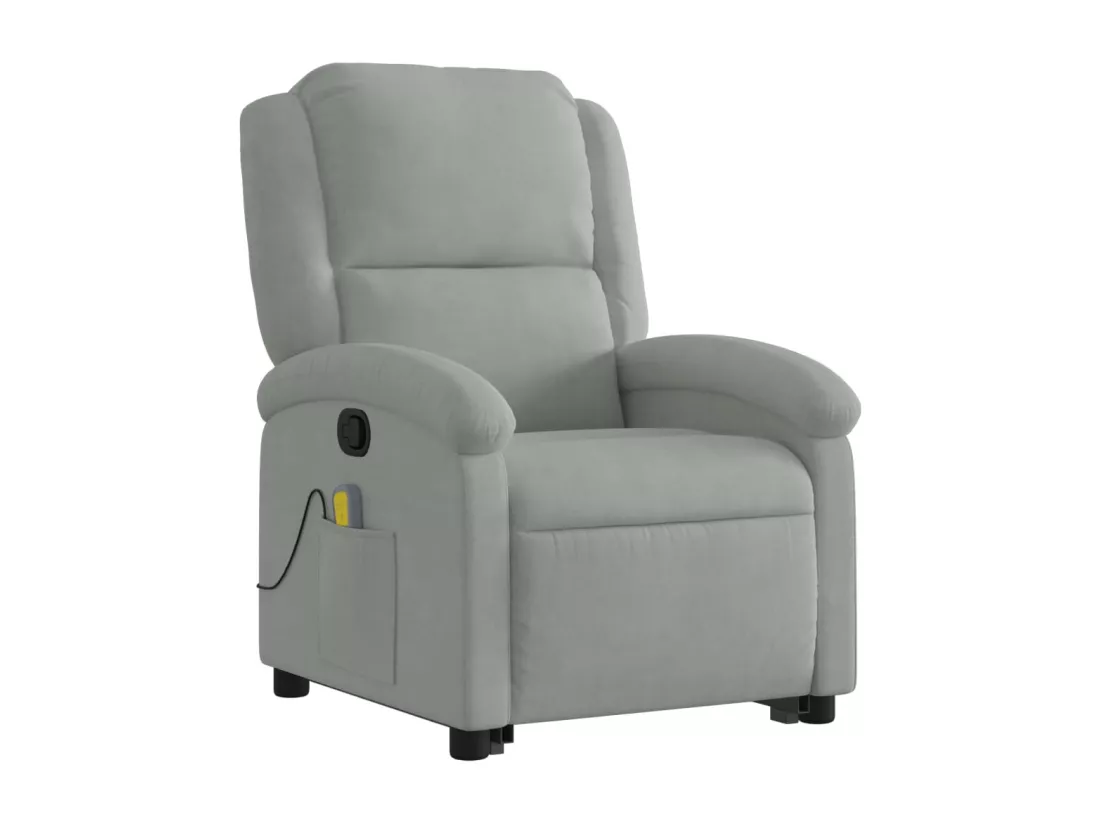 Fauteuil massant inclinable Gris clair Velours