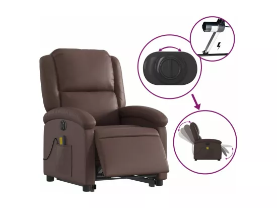 Fauteuil inclinable massant électrique marron similicuir