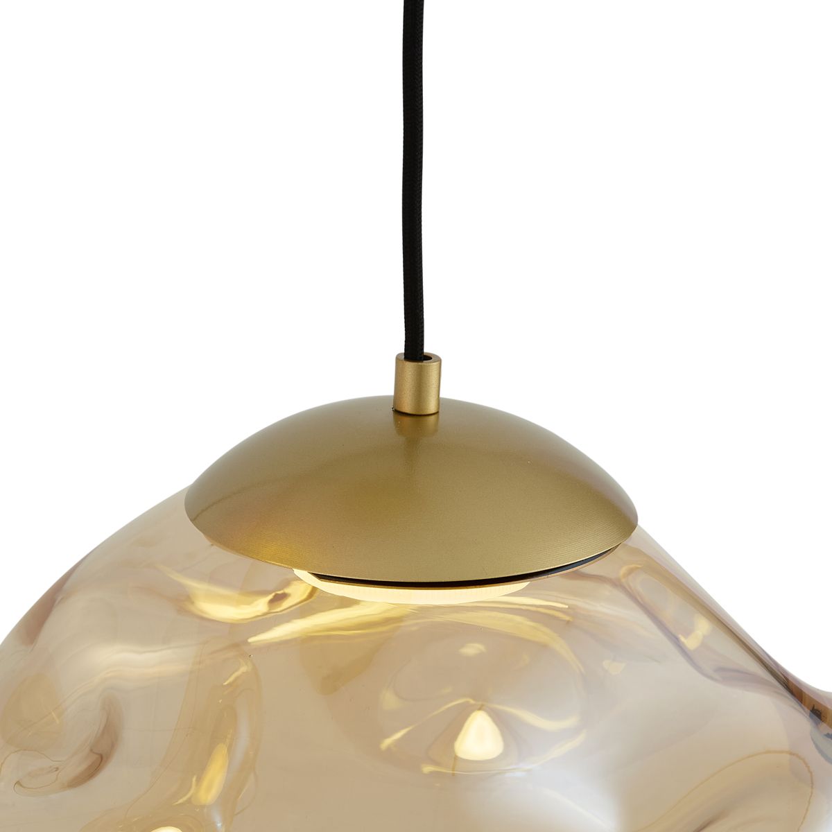 Hotel Chique hanglamp messing met amber glas 3-lichts - Gus