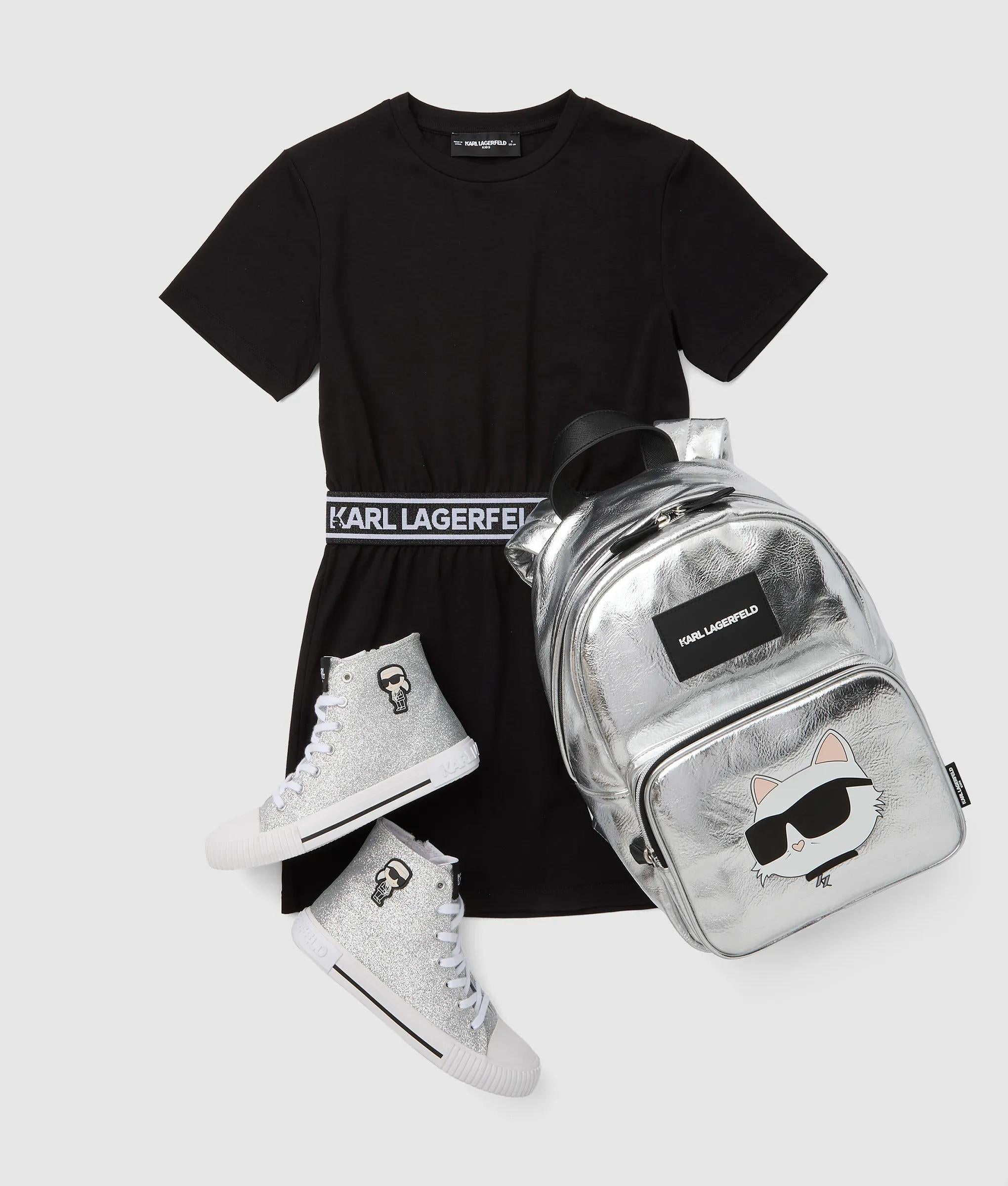 Meisjes T-shirtjurk met logo-tape