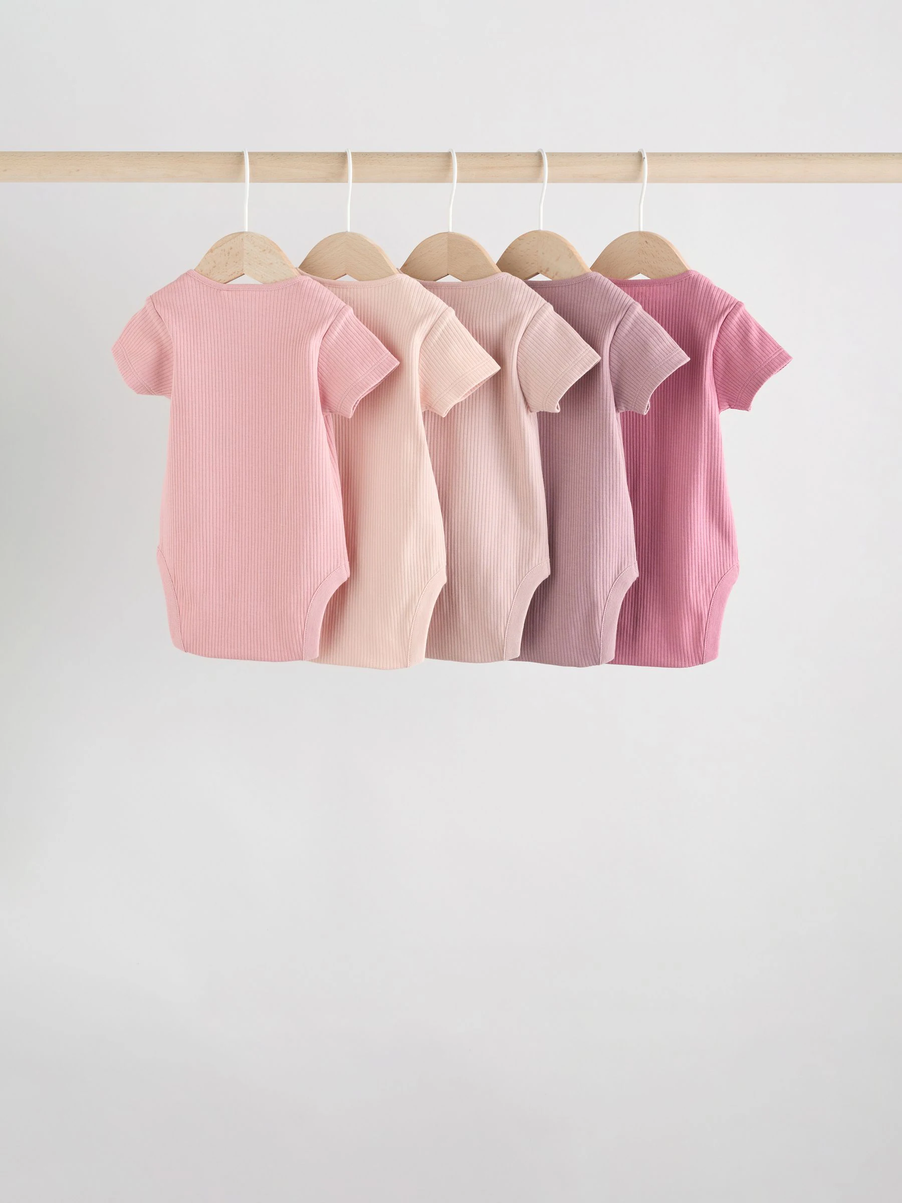 Roze - 5 Babyrompertjes met korte mouwen