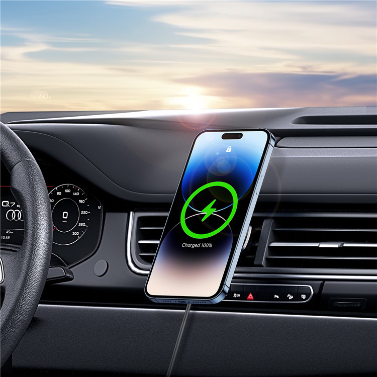 (15W) V2 MagSafe Auto KFZ Ladegerät für Apple iPhone   Air Frame Halterung - Schwarz