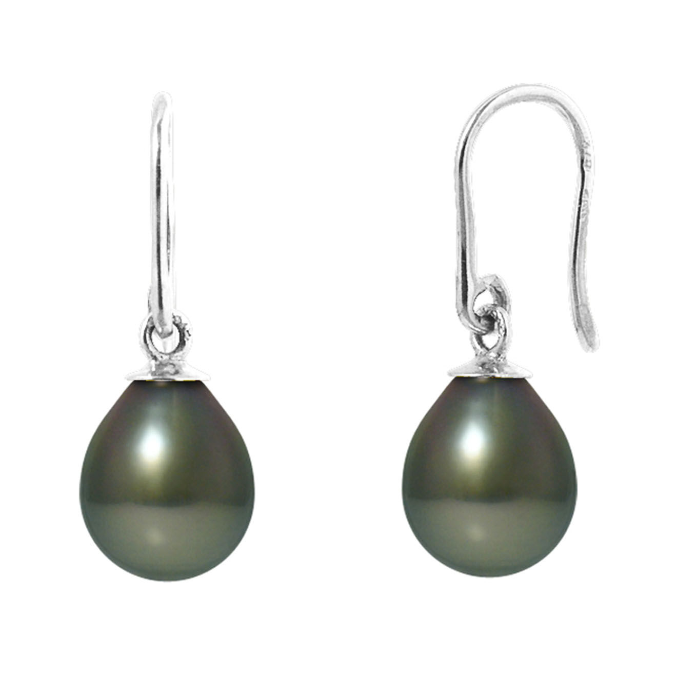 Mitzuko Boucles d'oreilles Yveline Argent Perle de Tahiti gris/vert