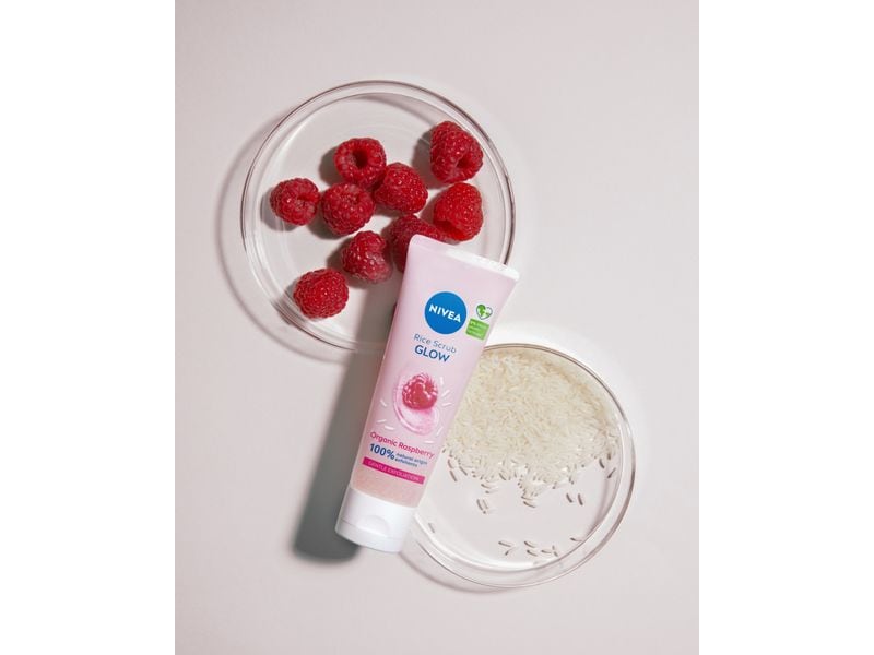NIVEA Gesichtspeeling Reis Bio Himbeere 75 ml Sanftes Peeling ohne Mikroplastikpartikel für eine strahlende Haut