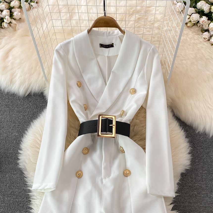 Yearnin - Jumpsuit met lange mouwen en dubbele rij knopen