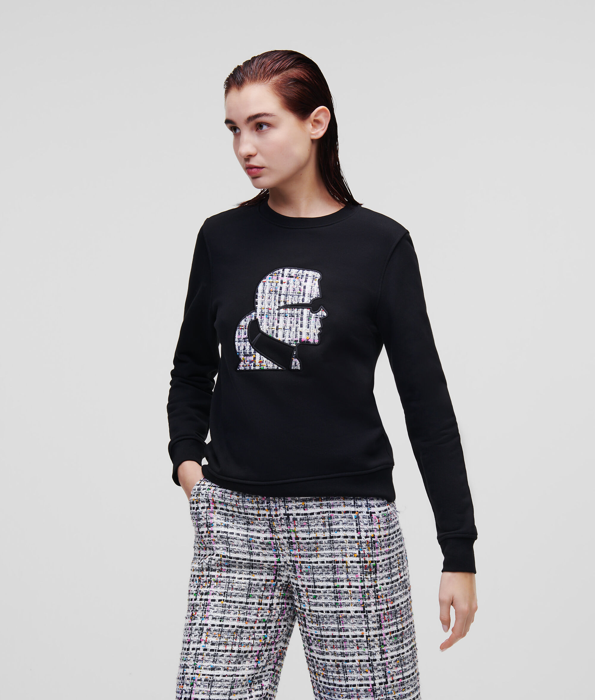 SWEAT-SHIRT BOUCLÉ AVEC MOTIF PROFIL KARL