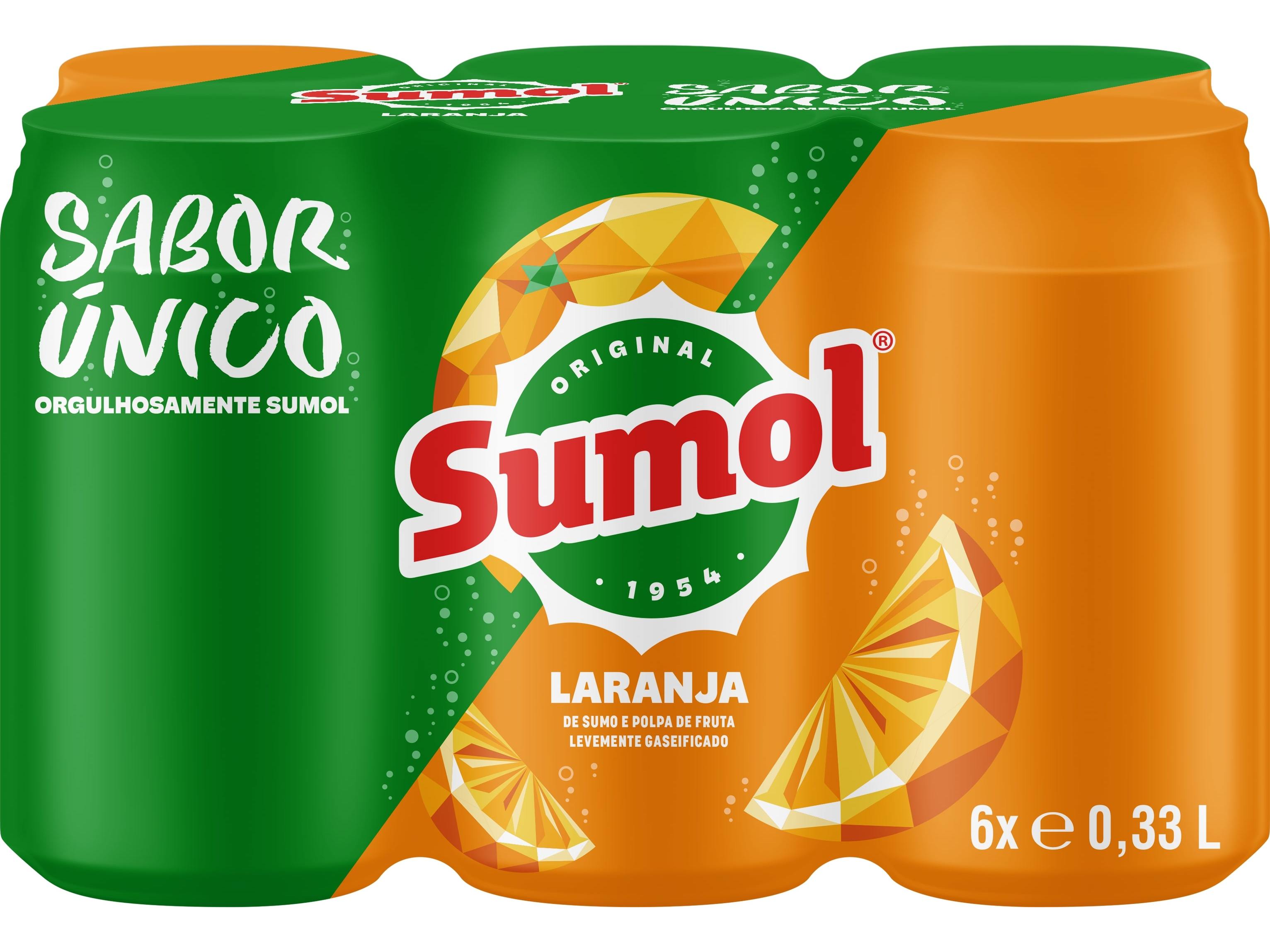 REFRIGERANTE SUMOL COM GÁS LARANJA LATA 6 X0.33L