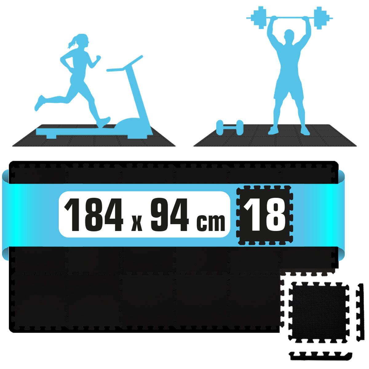 eyepower 18er Set Fitness-Bodenschutzmatte 30x30cm