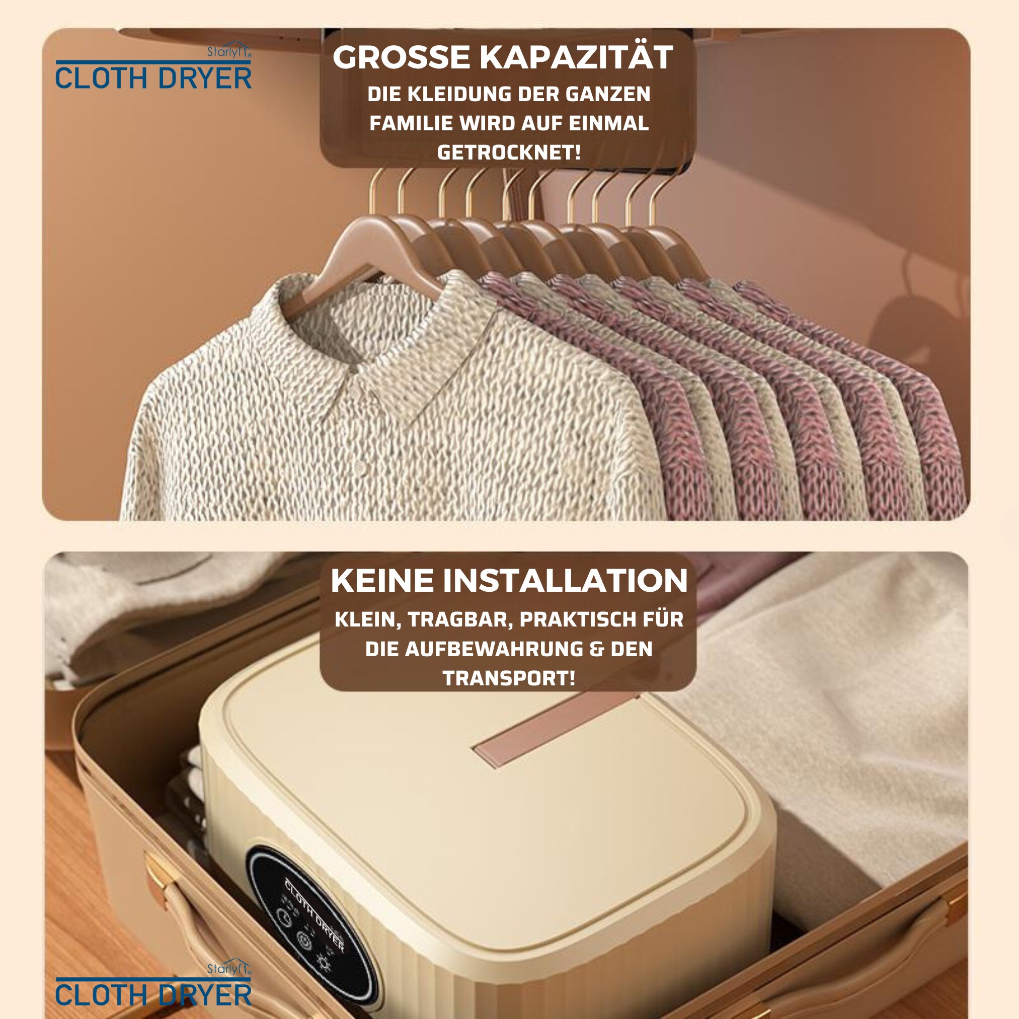 Starlyf® Elektrischer Wäschetrockner, klein und schmal zum Anhängen Cloth Dryer Set
