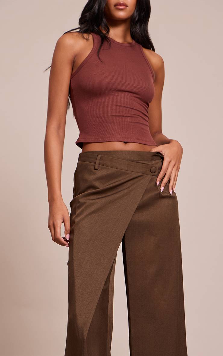 Kaki Pantalon Tall Tissé À Devant Croisé