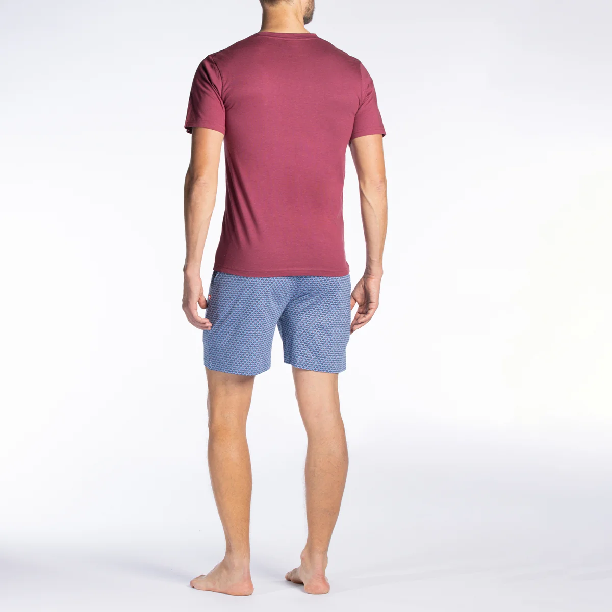 Pyjashort homme RAFFINE bordeaux/imprimé