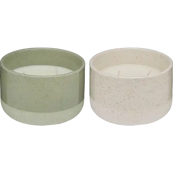 Duftkerze Keramik beige / grün