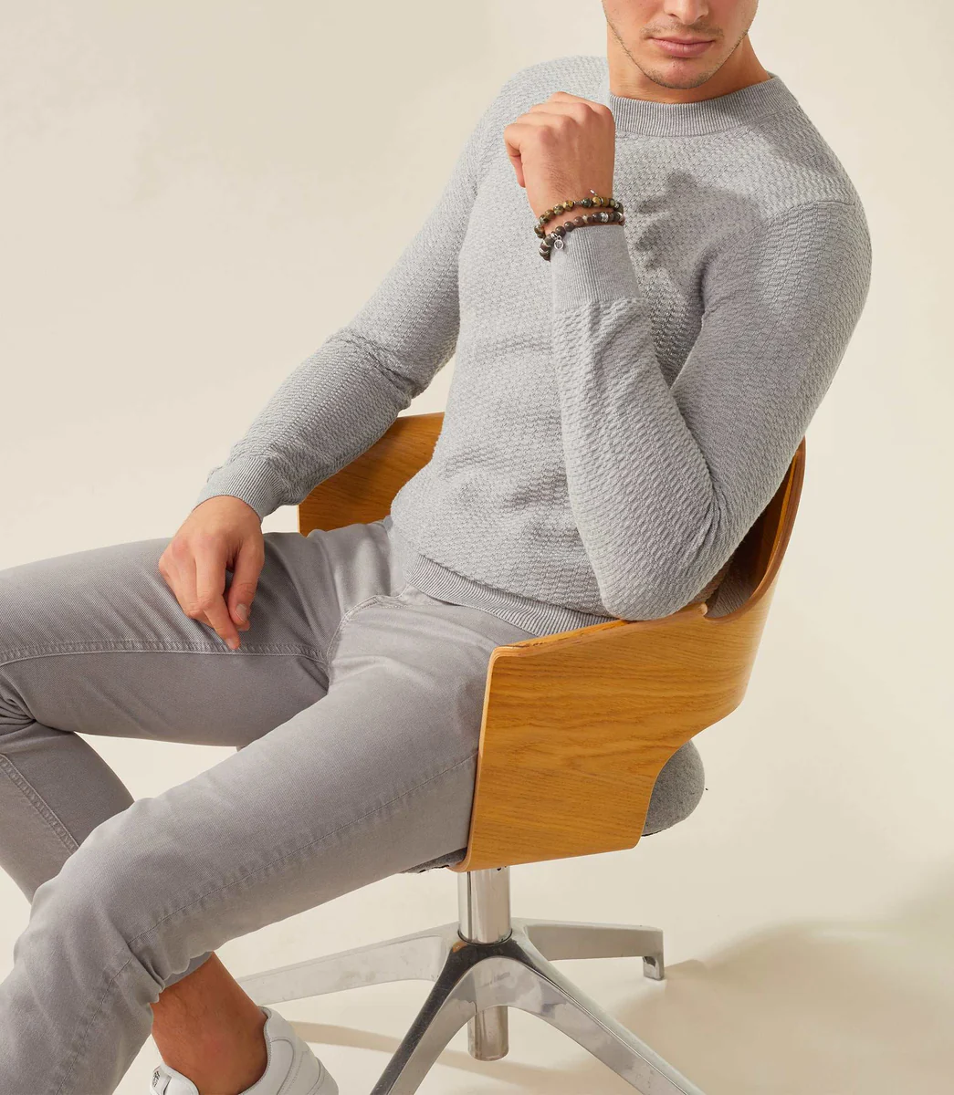 Pull col rond GRIS-CHINE