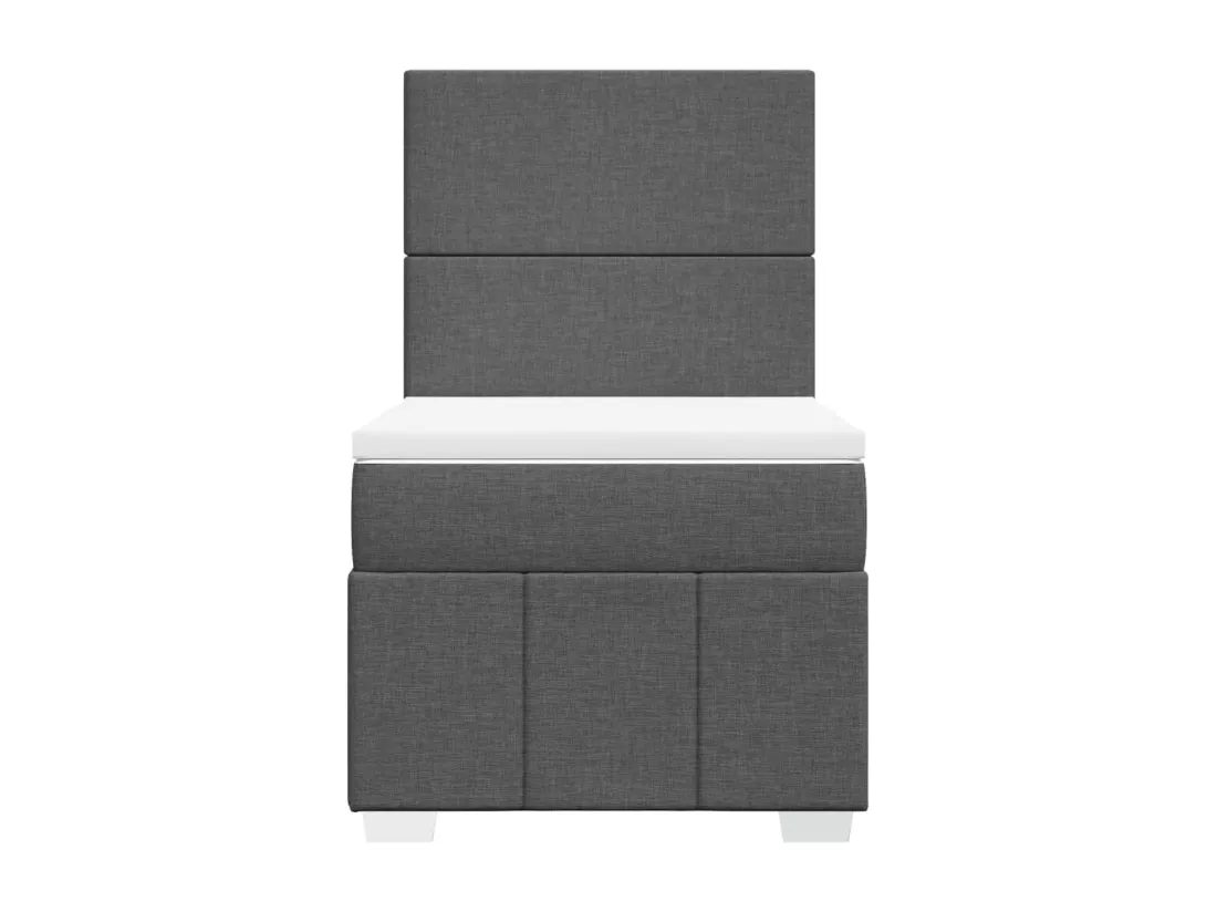 Sommier à lattes de lit et matelas Gris foncé 90x190 cm Tissu