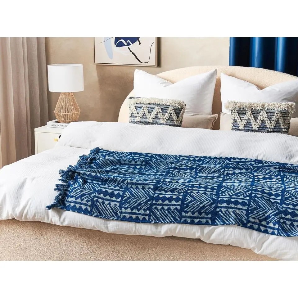 SHIVPURI - Plaid - Blauw - 130 x 180 cm - Katoen