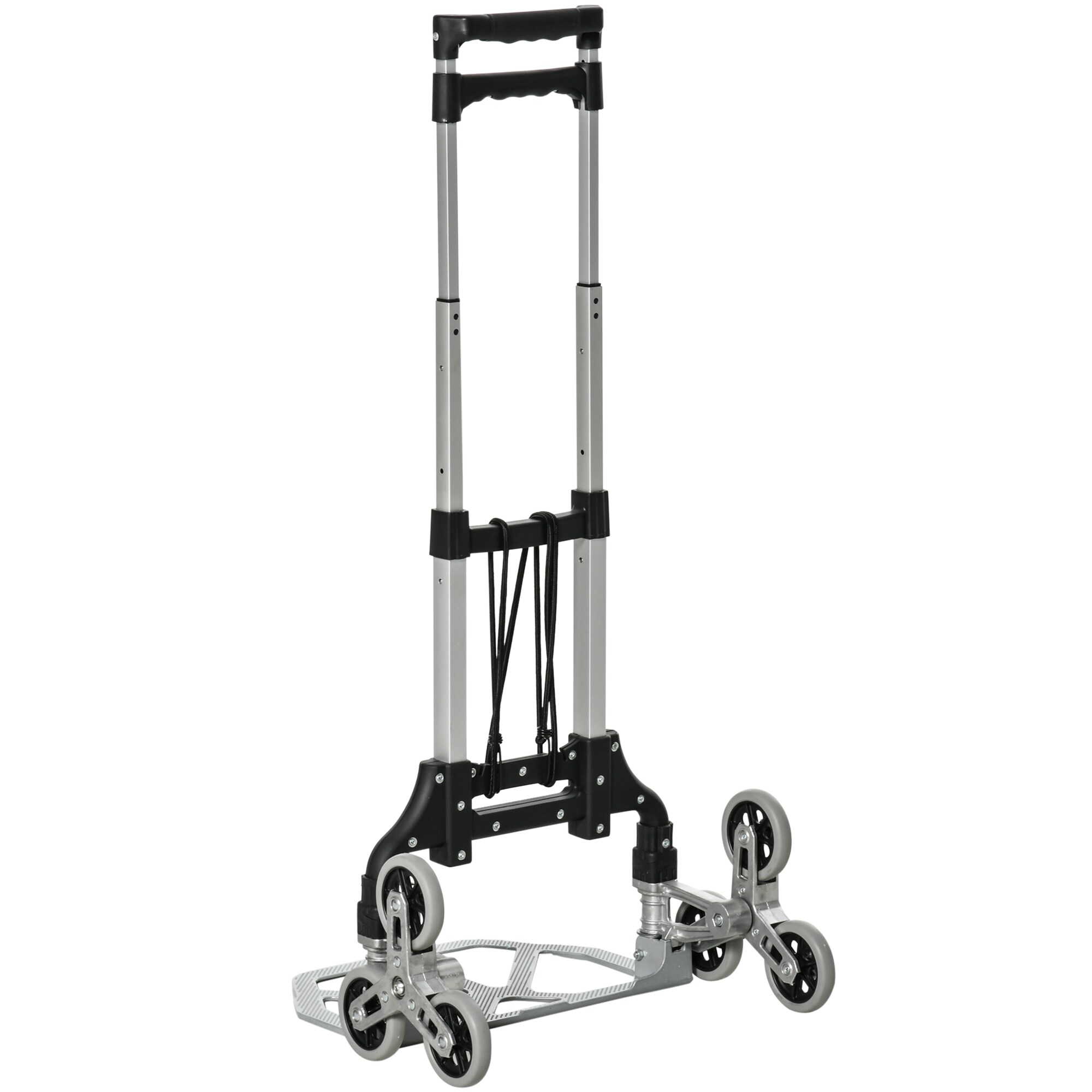 DURHAND Sackkarre mit 6-Rollen für Treppen silber, schwarz 47L x 47B x 100H cm