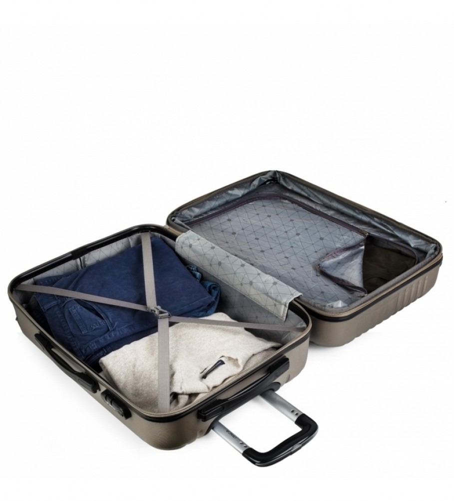 Mala de cabine rígida ITACA com 4 rodas T71550 Champagne - 55x38x20cm -