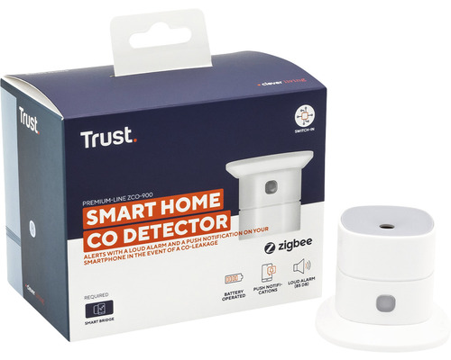 Trust Smart Home Zigbee CO-detector ZCO-900 Koolmonoxidedetector Wit HxBxL 49x60x60 mm