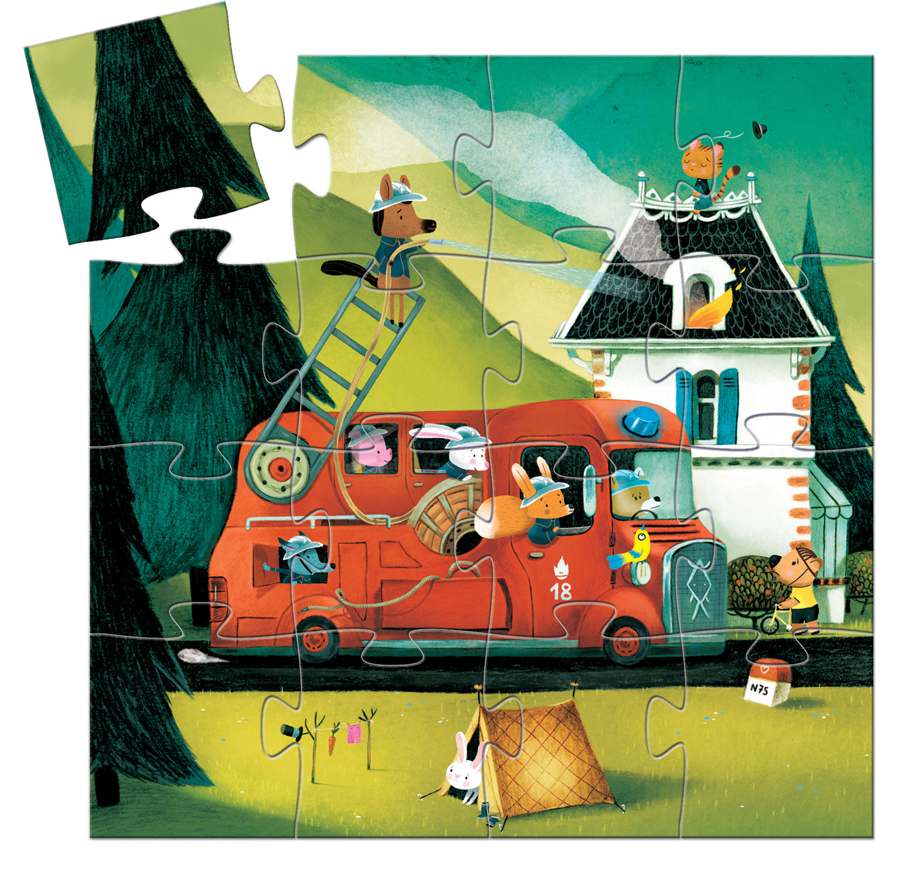 Djeco Djeco puzzel The fire truck - 16pcs