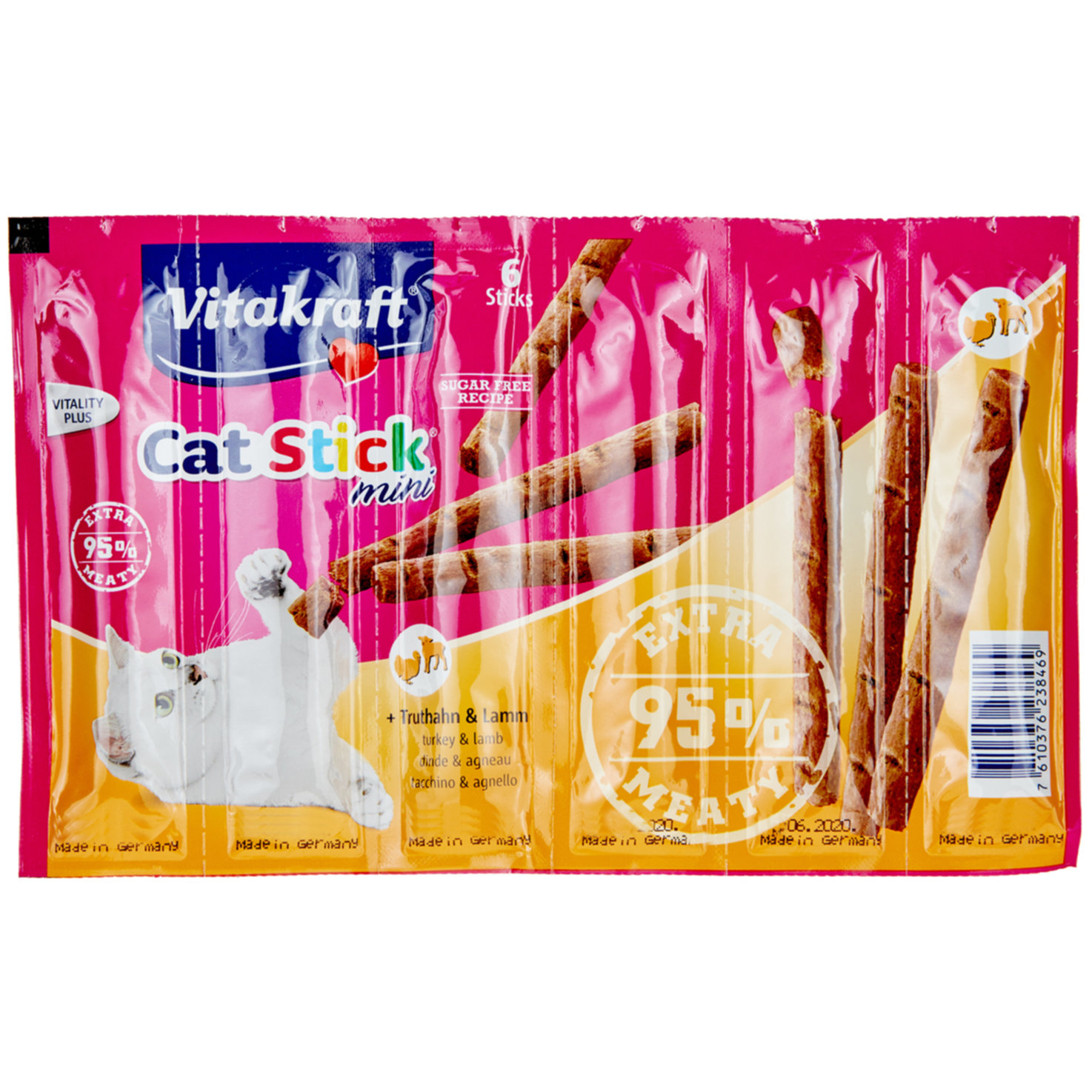 Vitakraft Cat-Stick Katzensnack Truthahn & Lamm 6 Stück