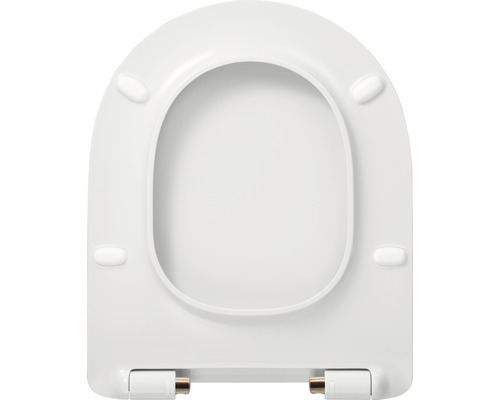REIKA Mito toiletbril, wit, geborstelde koperen scharnieren, met soft-close mechanisme en Quick&Clean.