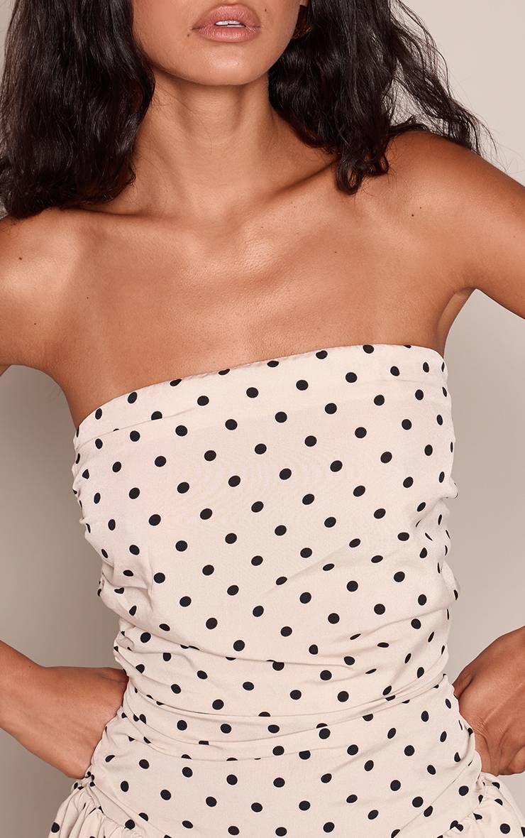 Crème Combinaison Courte Bouffante Bandeau À Pois