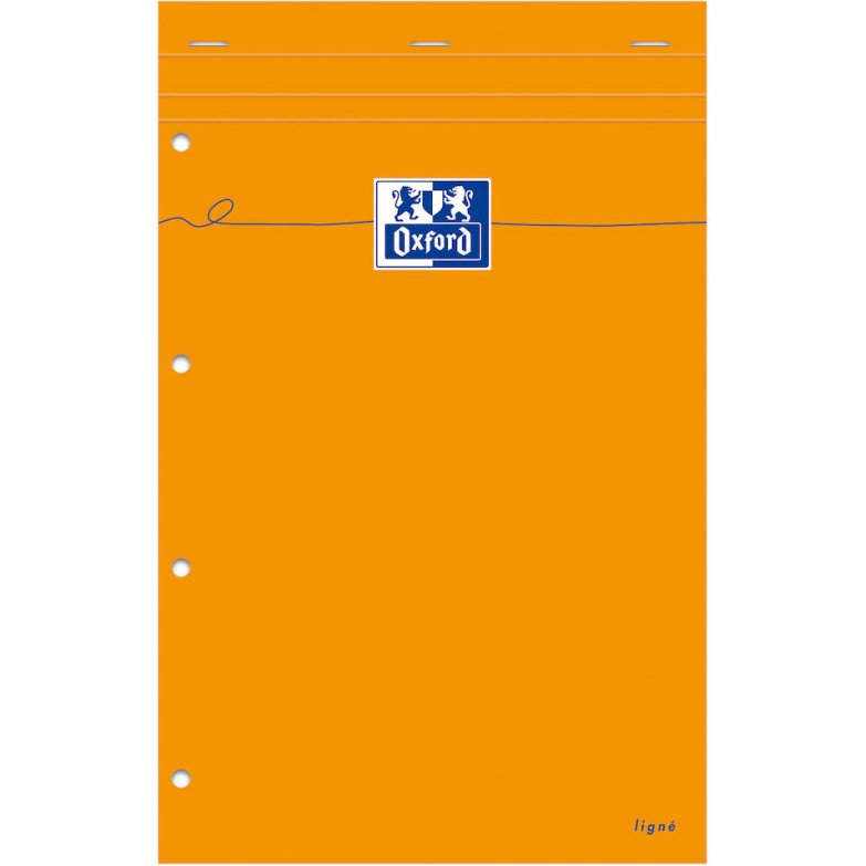 Bloc de bureau Oxford 21 x 31,5 cm agrafé orange - ligné jaune - 80 feuilles