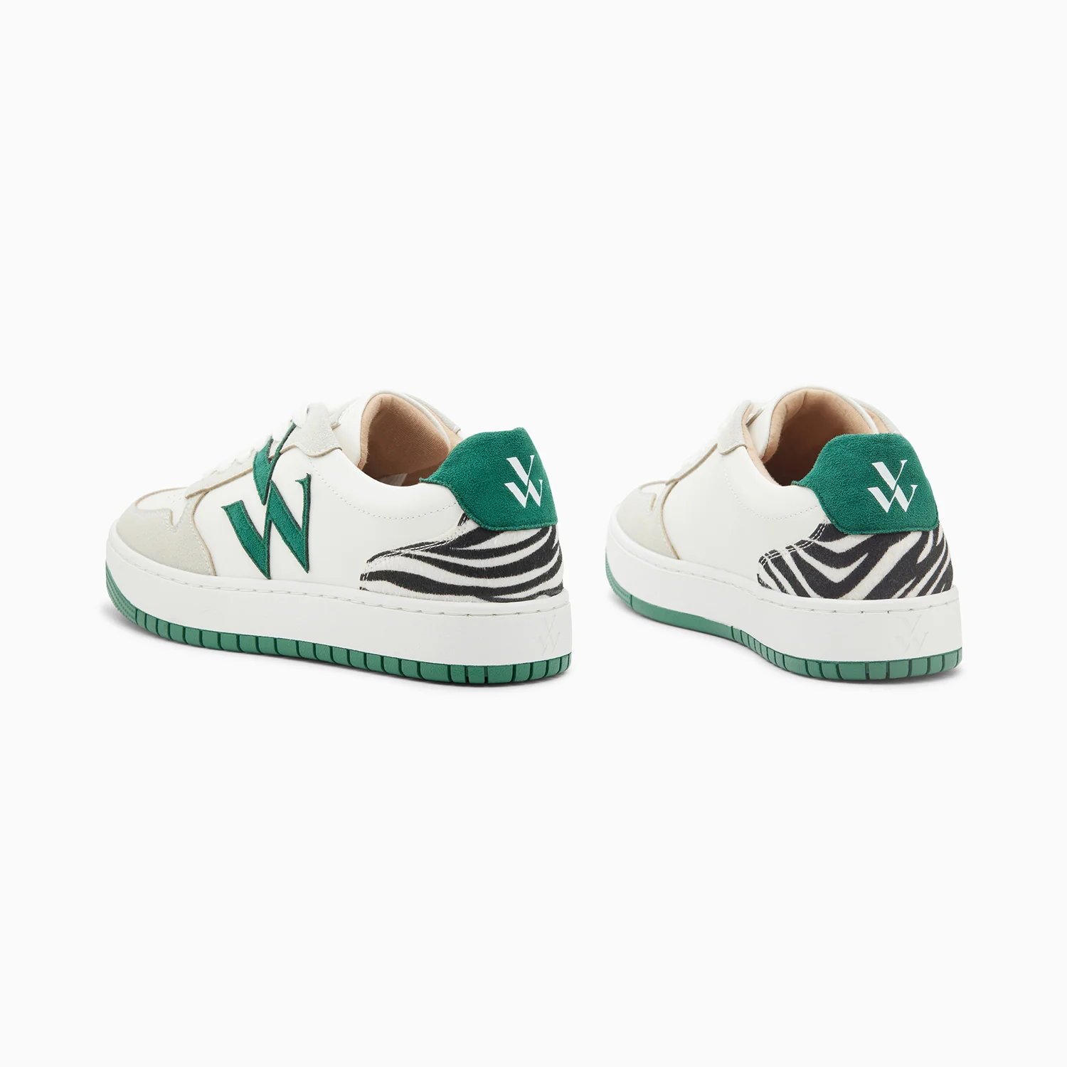 Sneakers-Baskets monogramme Esmée blanc et vert