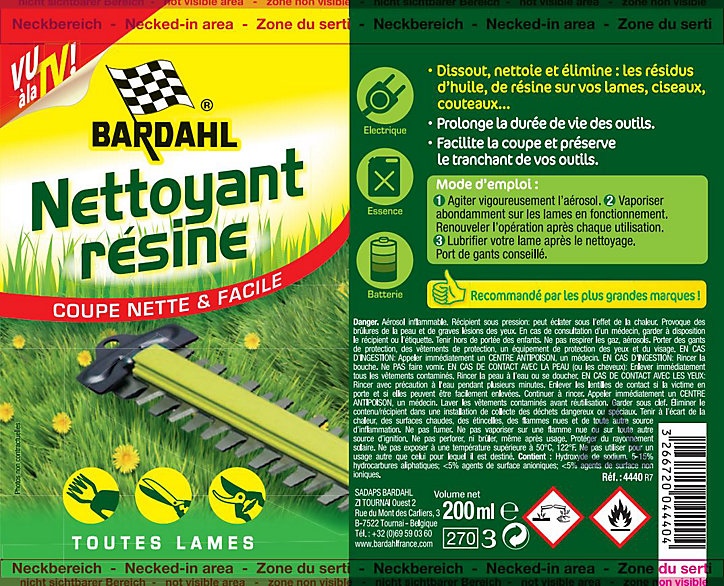 Lot nettoyant anti résine Bardhal 200ml + lubrifiant taille haie
