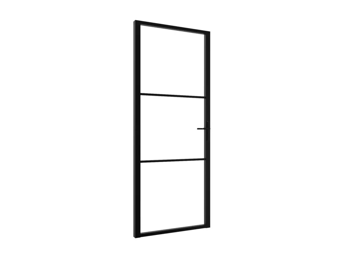 Porte intérieure Verre ESG et aluminium 83x201,5 cm Noir
