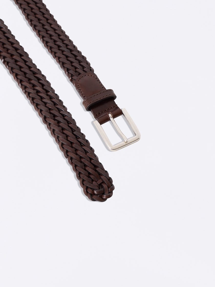 Reims flettet skinnbelte Chestnut