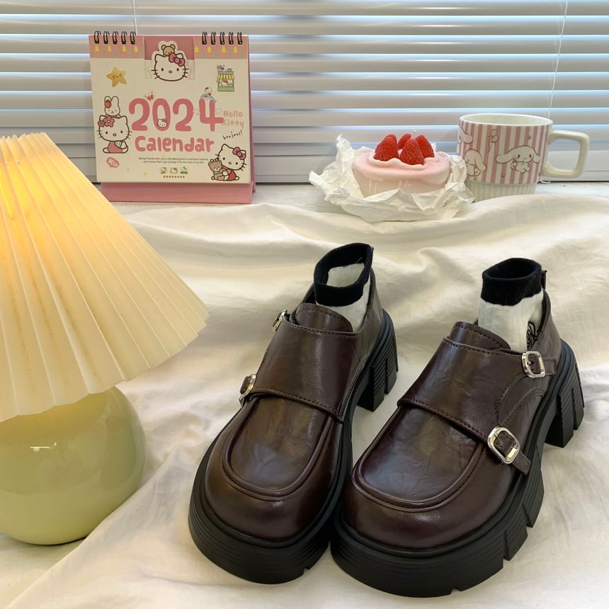 DURAC - Loafers met imitatieleren plateauzool en gespband