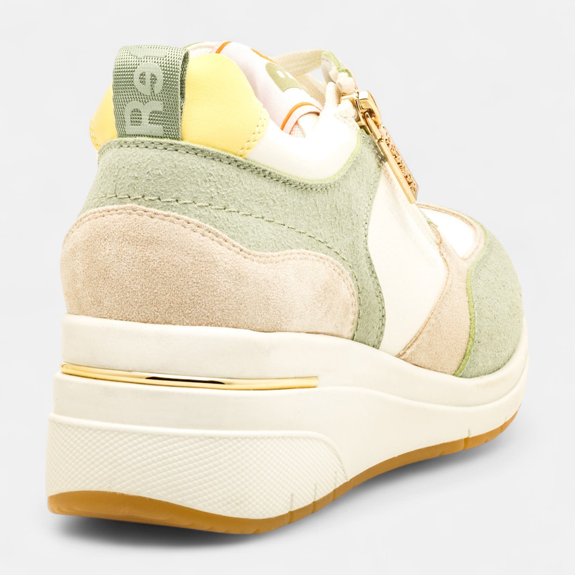 Baskets basses à talon compensé Femme vert clair