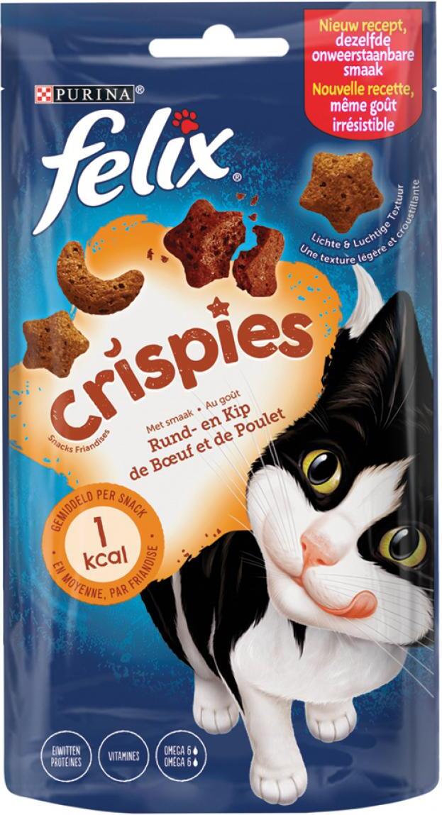 Felix kattensnack Crispies rund en kip 48 g