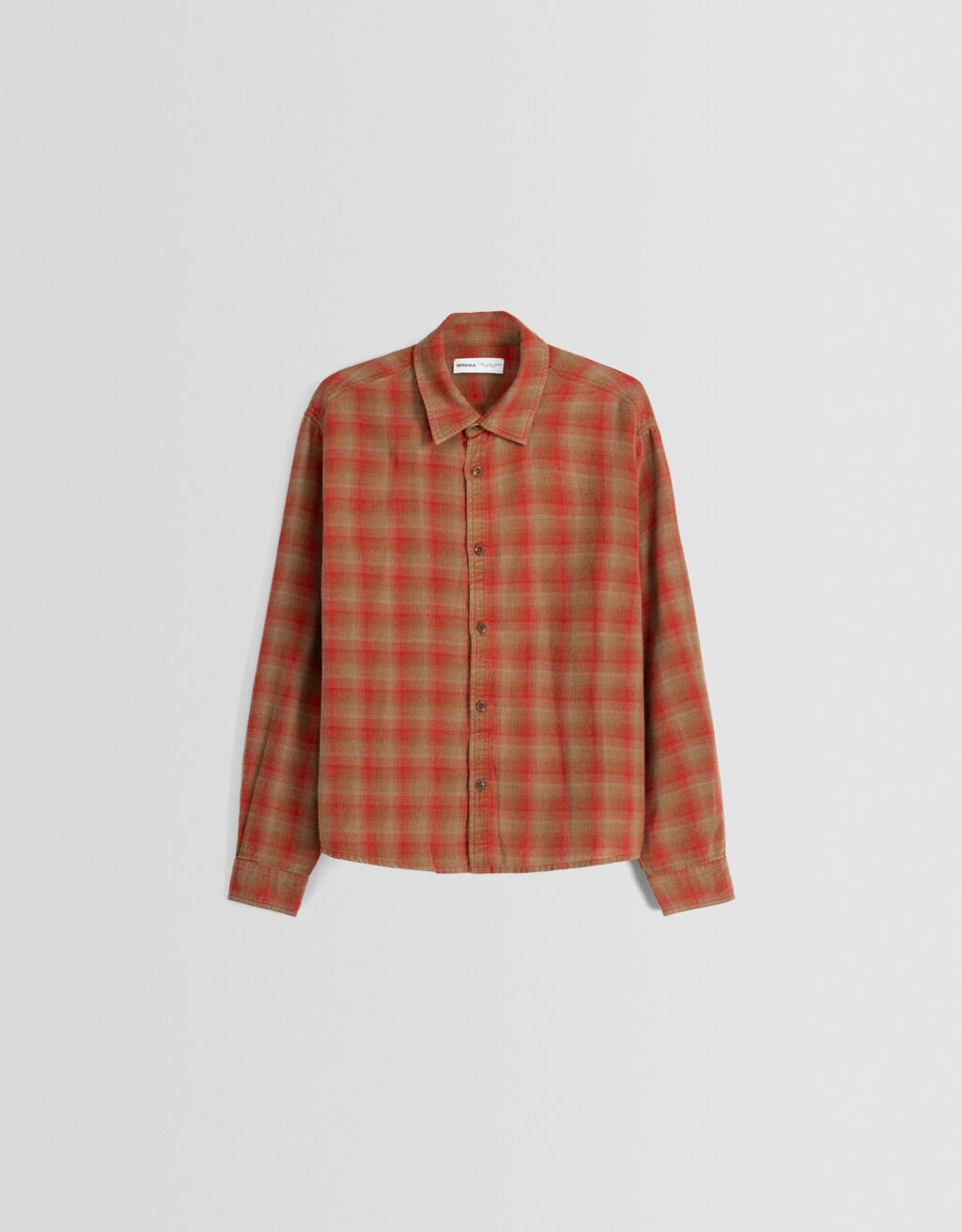 Camisa xadrez de manga comprida com efeito desbotado