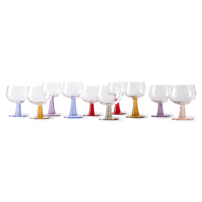 HKliving Swirl High wijnglas set van 4