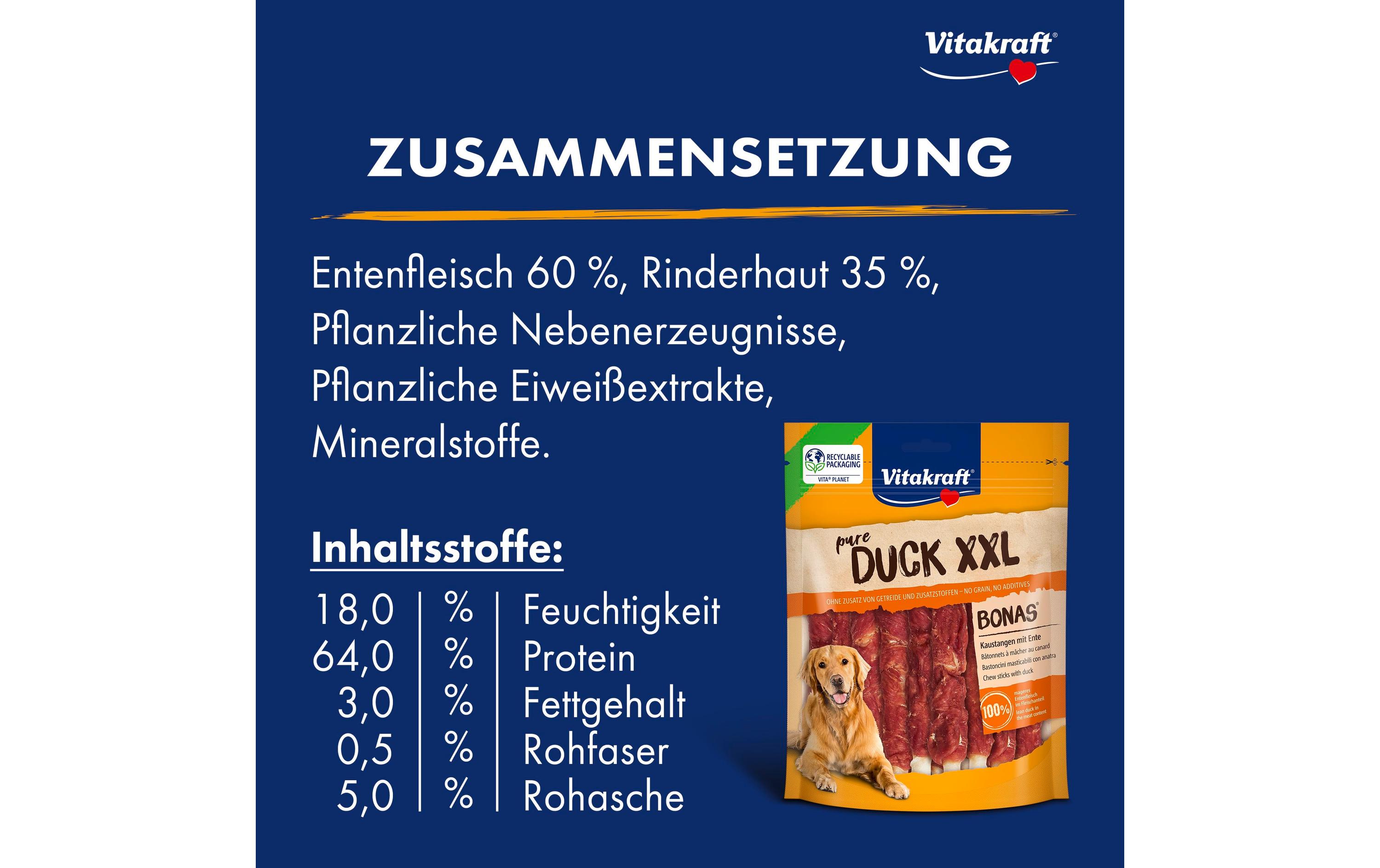 Kausnack Pure Duck Bonas Sticks 200 gKausnack für Hunde