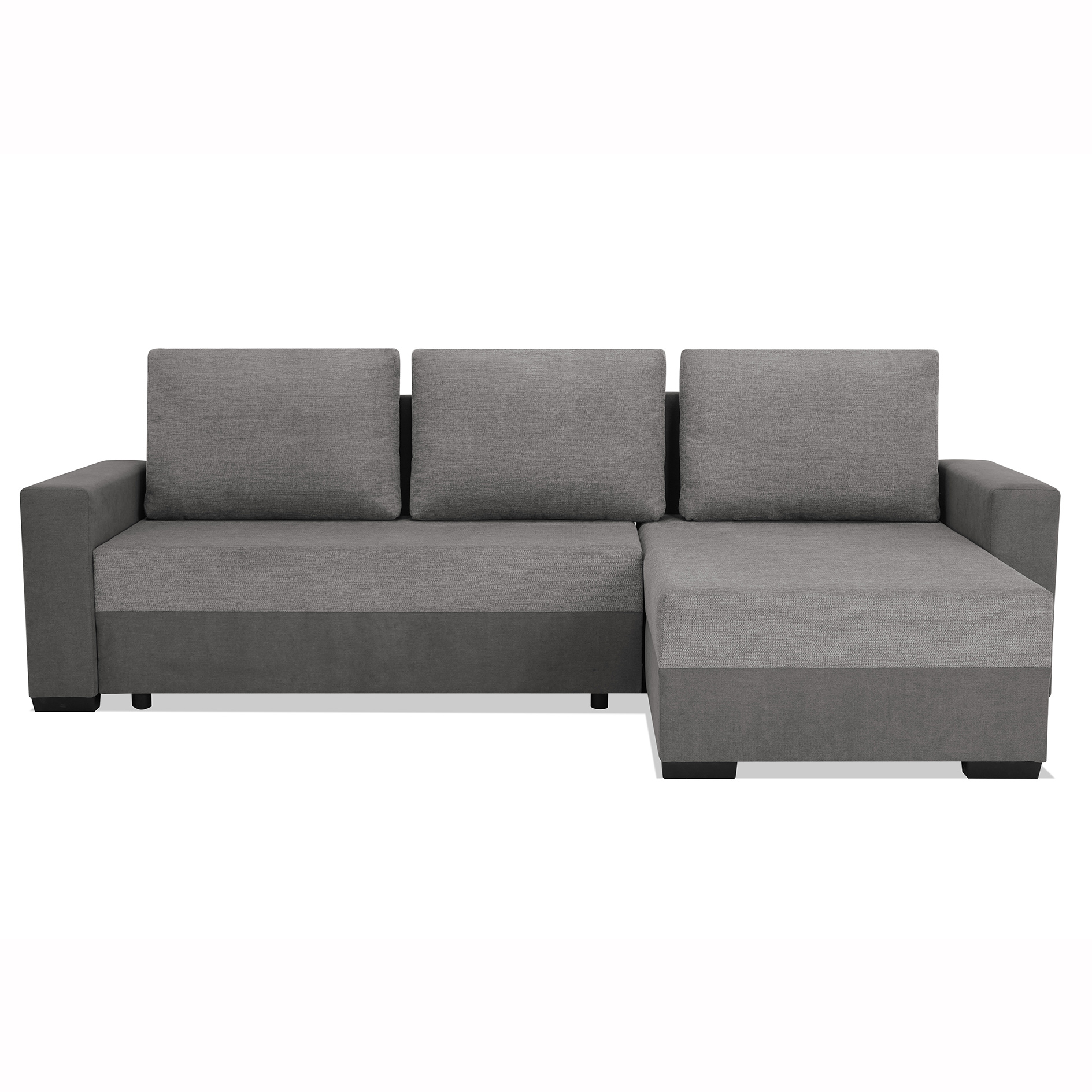 Ecksofa - pewter-grau - Liegefunktion - Staukasten - Ottomane rechts