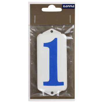 GAMMA huiscijfer 1 emaille wit /blauw