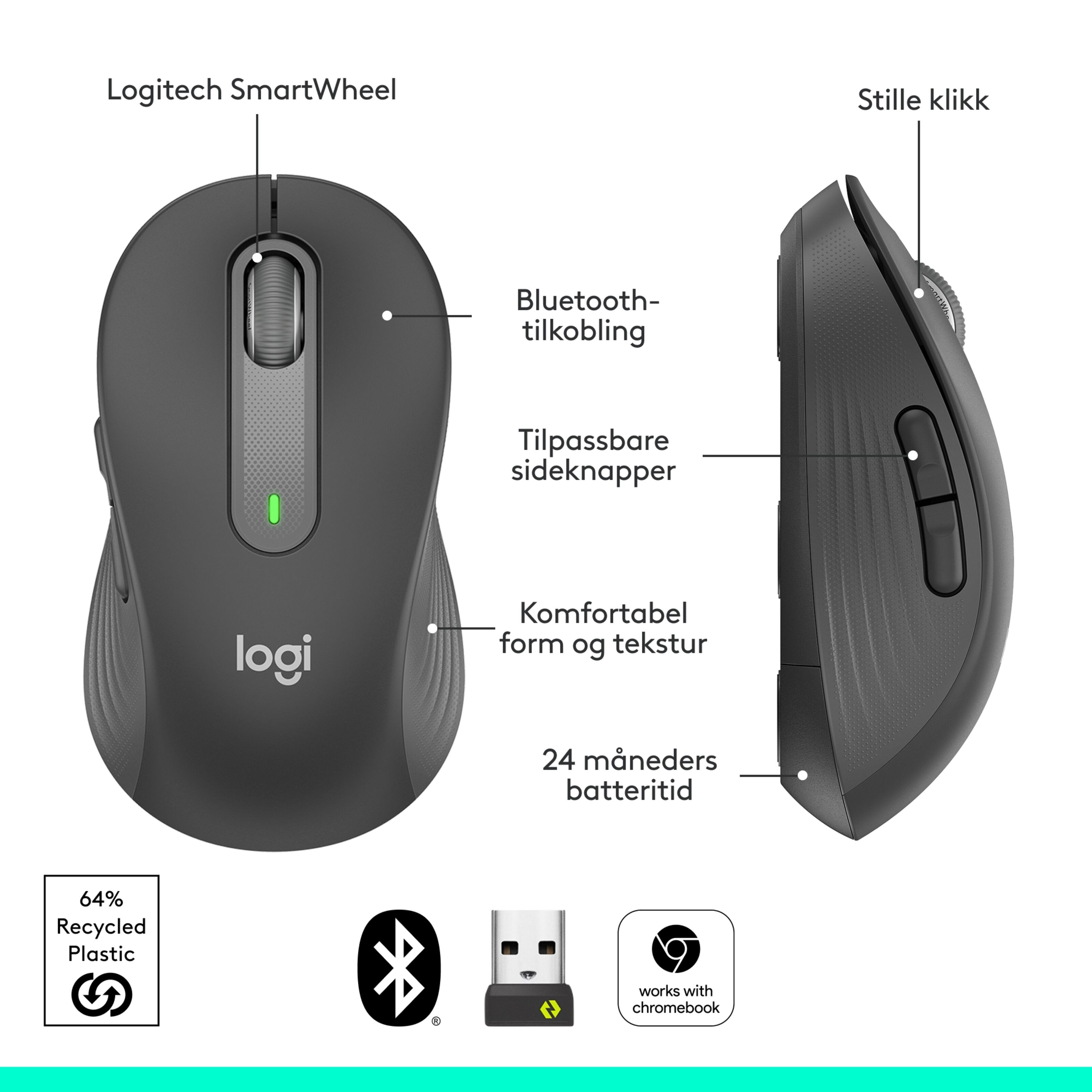 Logitech Signature M650 Trådløs datamus Graphite