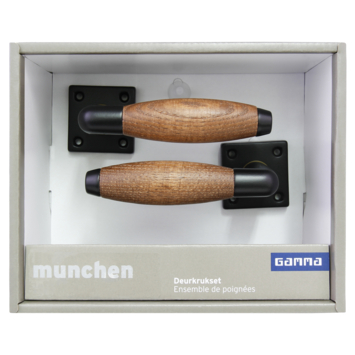 Gamma deurkruk set Munchen vierkant rozet zwart aluminium