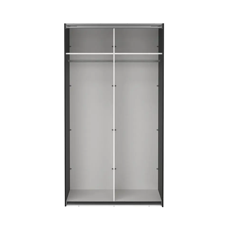 Hioshop Catania schuifdeurkast 2 deuren met spiegel 120x220cm mat zwart