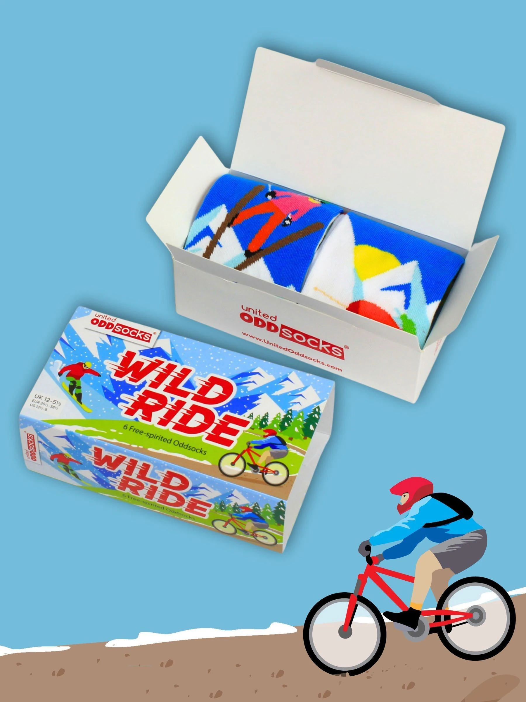 United Odd Socks Wildride Boys Socks 6 pack
